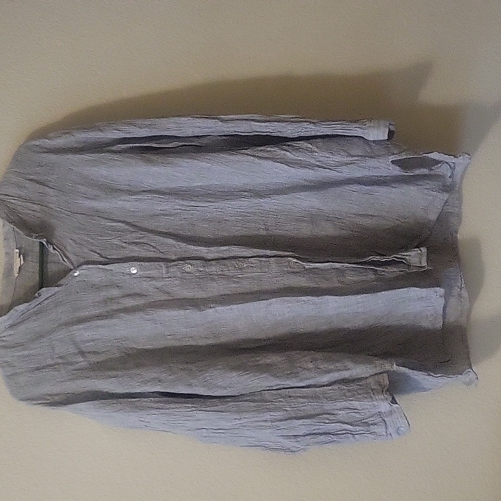 Eileen Fisher linen long sleeve tunic blouse